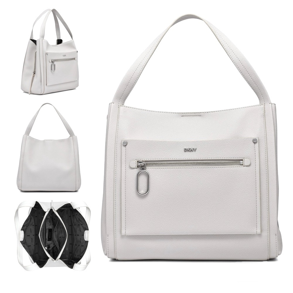 DKNY Nala Medium Hobo Bag, white/silver